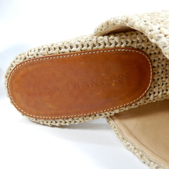 Dear Frances Deri Slip On Square Toe Mules EU 40 9.5 10 Beige Raffia Leather NEW - Picture 8 of 12